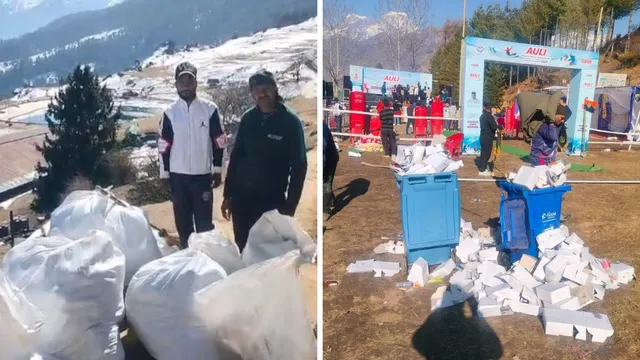 औली में स्कीइंग चैंपियनशिप के बाद सफाई अभियान तेज, 13 क्विंटल प्लास्टिक कचरा हटाया गया